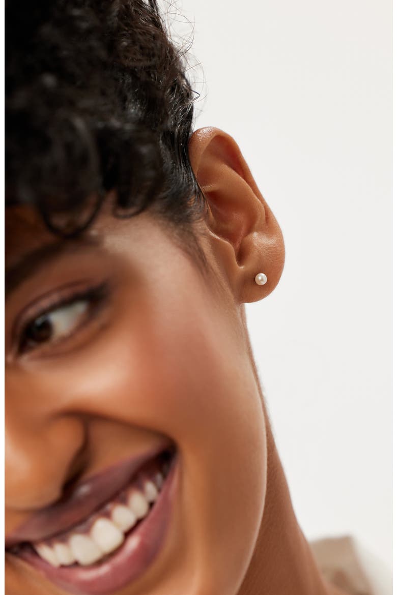 Pearl Stud Earrings - Gold Pearl Studs, Alternate, color, Gold