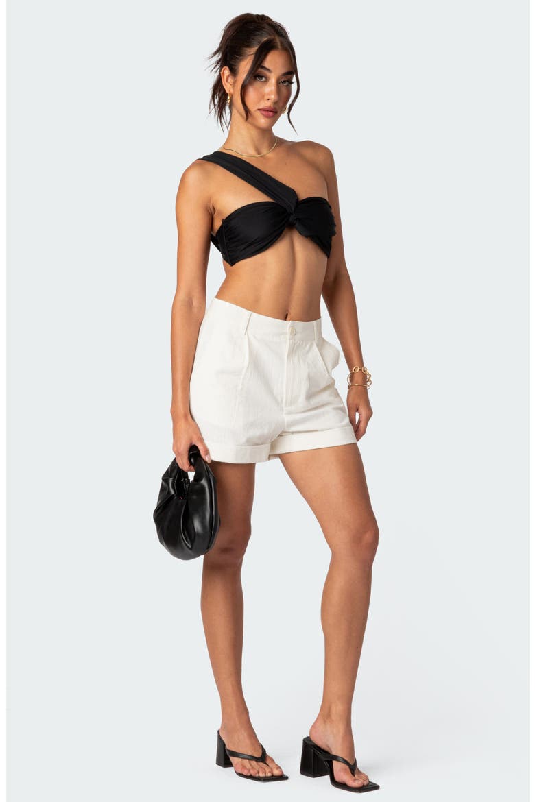 Adaline Roll Cuff High Waist Shorts, Alternate, color, CREAM