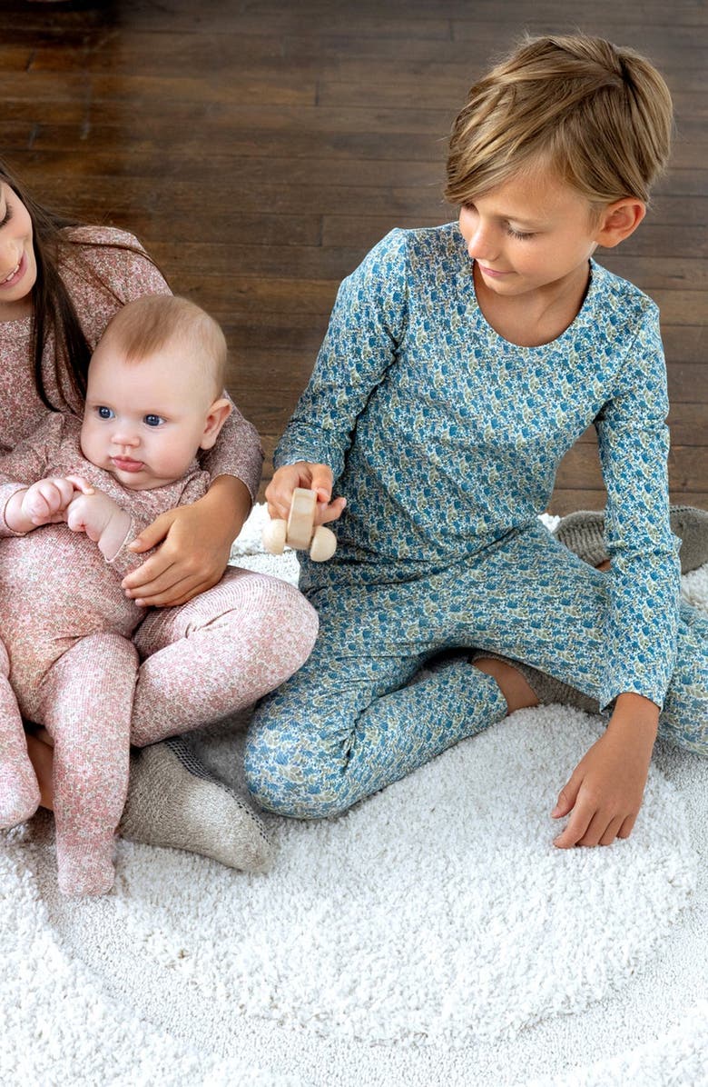 NoggiWear Boys Floral Print Loungewear Set, Alternate, color, Blue Floral Print