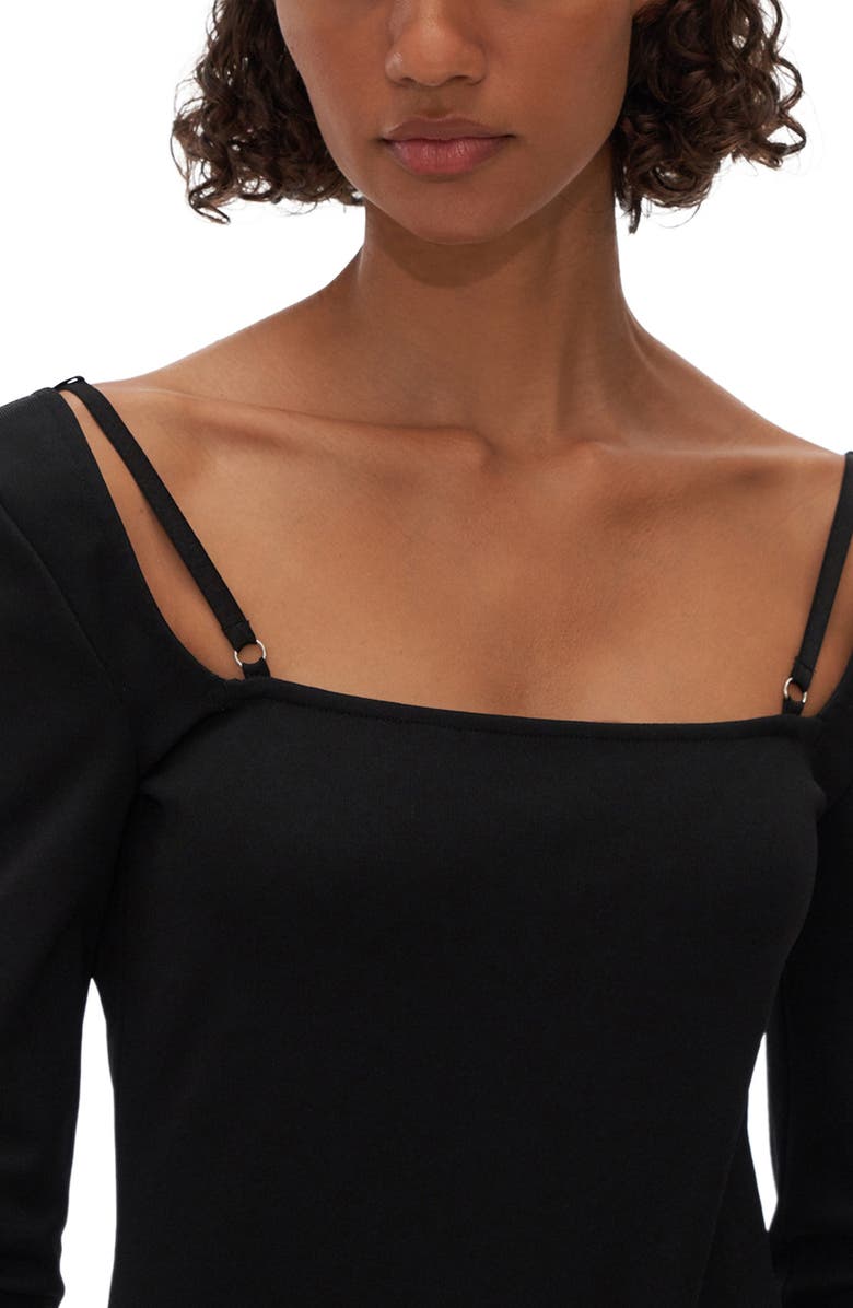 Helmut Lang Square Neck Long Sleeve Dress, Alternate, color,