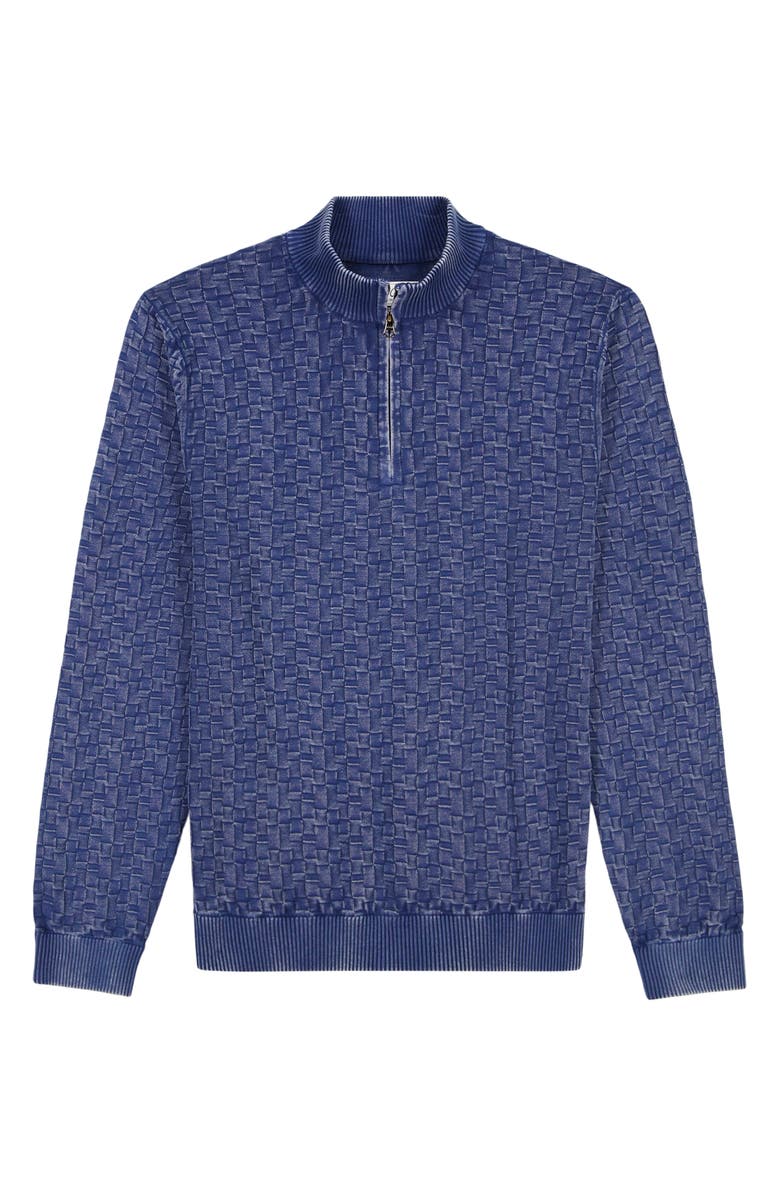 Robert Graham Aubin Basketweave Quarter Zip Sweater, Alternate, color, Navy