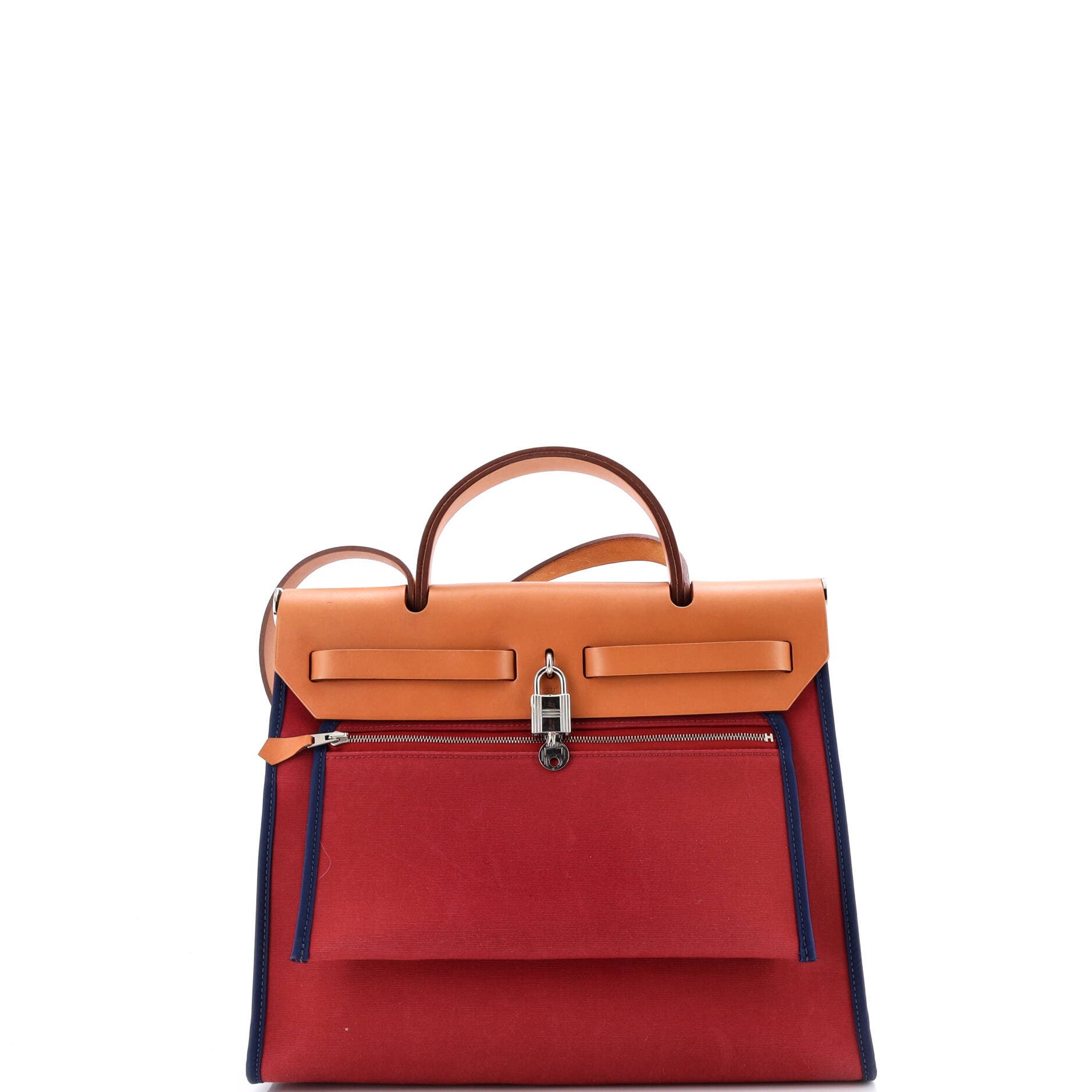 Pre-Owned Hermes Herbag Zip Leather and Toile 31, Alternate, color, 