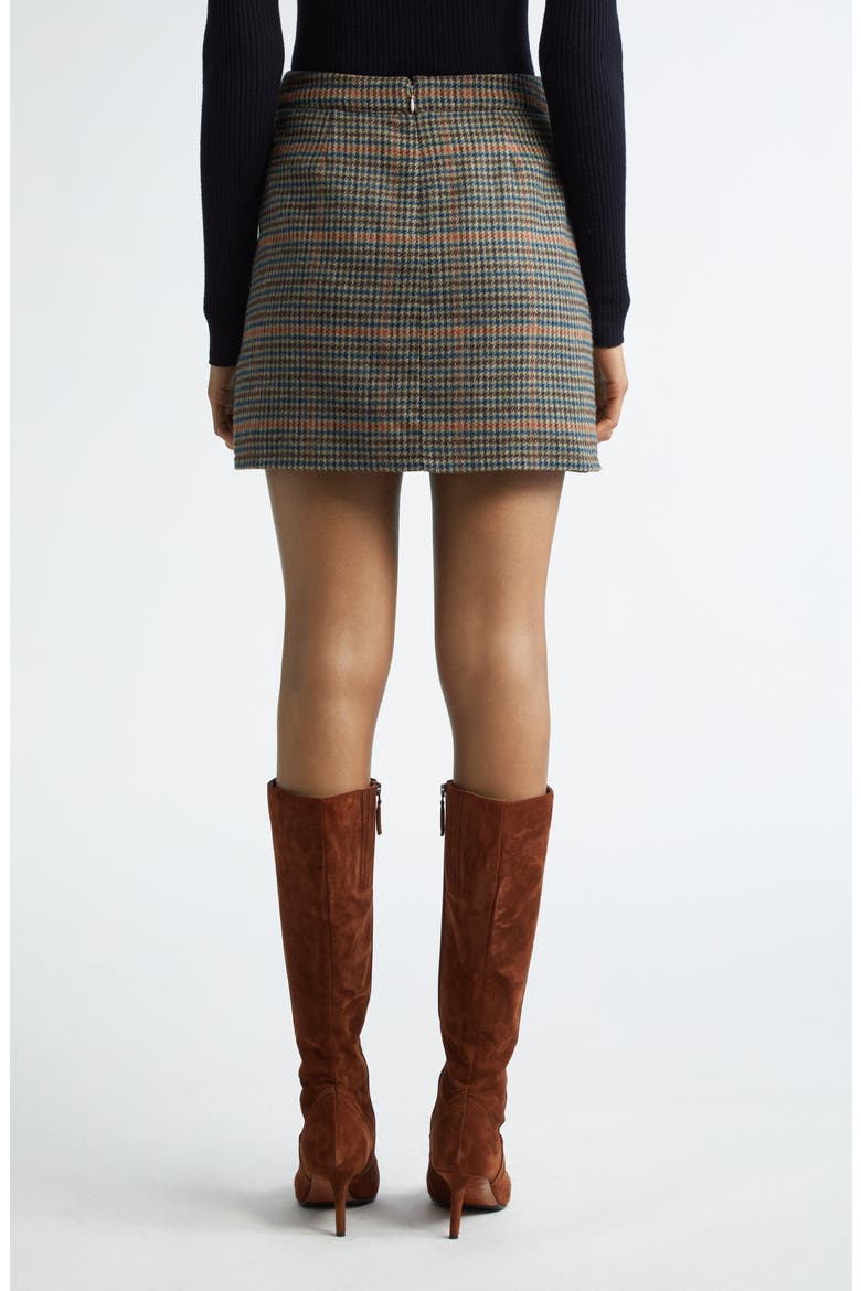 Zander Plaid Button Front Miniskirt, Alternate, color, TAN/ TEAL PLAID