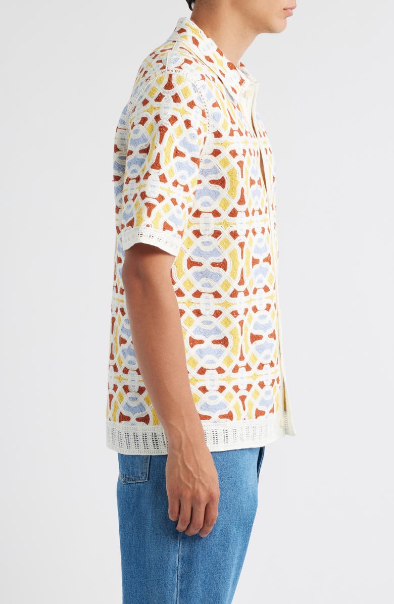 Wax London Dorset Short Sleeve Button-Up Shirt, Alternate, color, Ecru / Multi