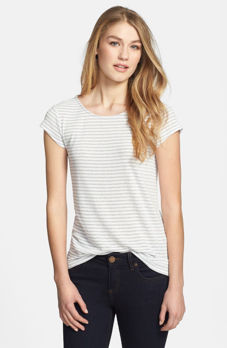 Halogen<sup>®</sup> Stripe Cap Sleeve Scoop Back Tee, Main, color, 