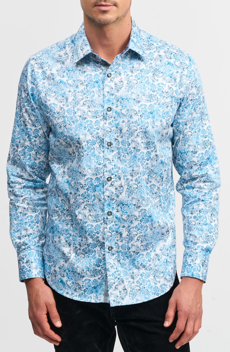 Robert Graham Downing Long Sleeve Button-Up Shirt, Main, color, Slate Blue
