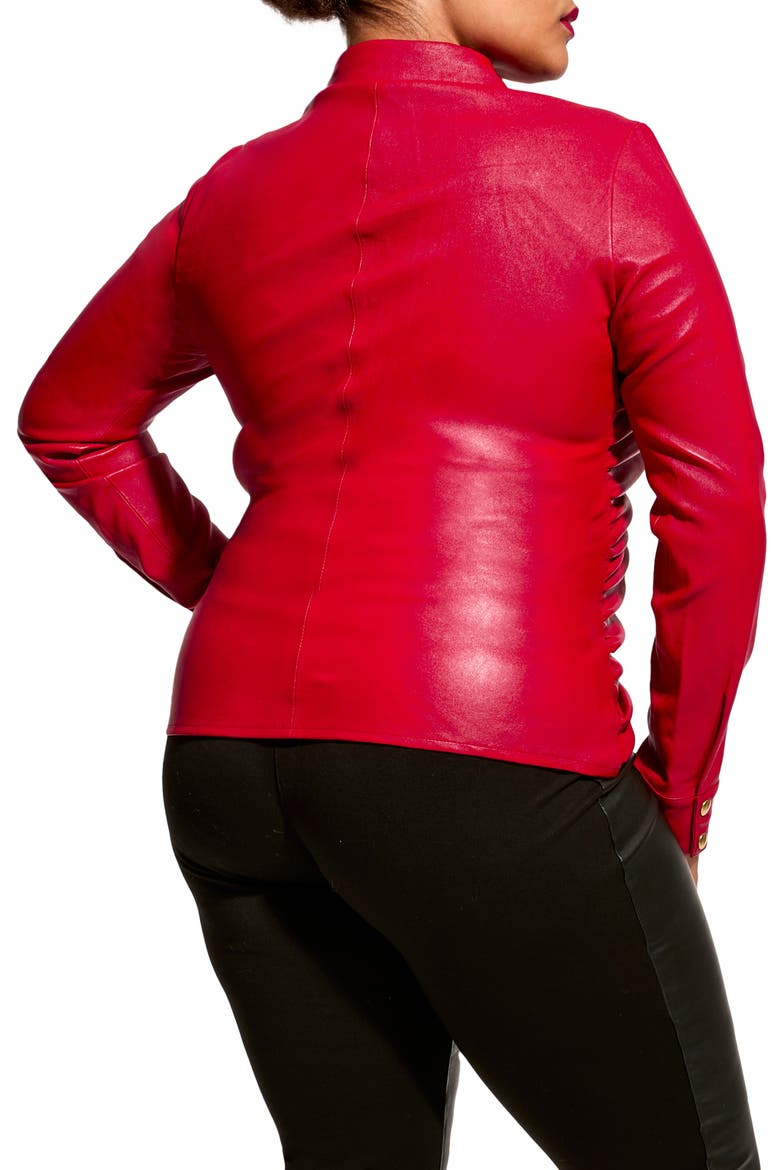 Rouge Stretch Leather Blouse, Alternate, color, COCO RED