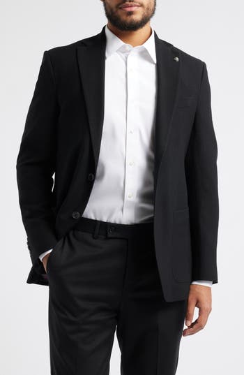 Jack Victor Hampton Solid Black Stretch Wool Sport Coat In Black