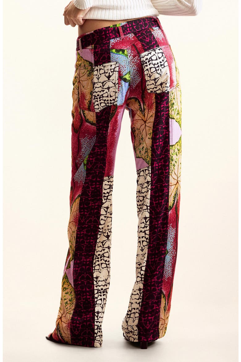 Mix Print Straight Leg Pants, Alternate, color, RED