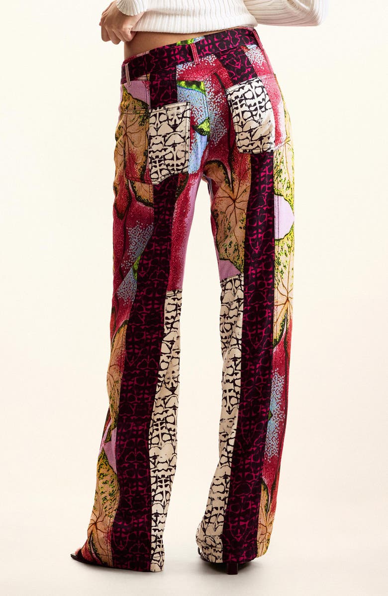 Desigual Mix Print Straight Leg Pants, Alternate, color, Red