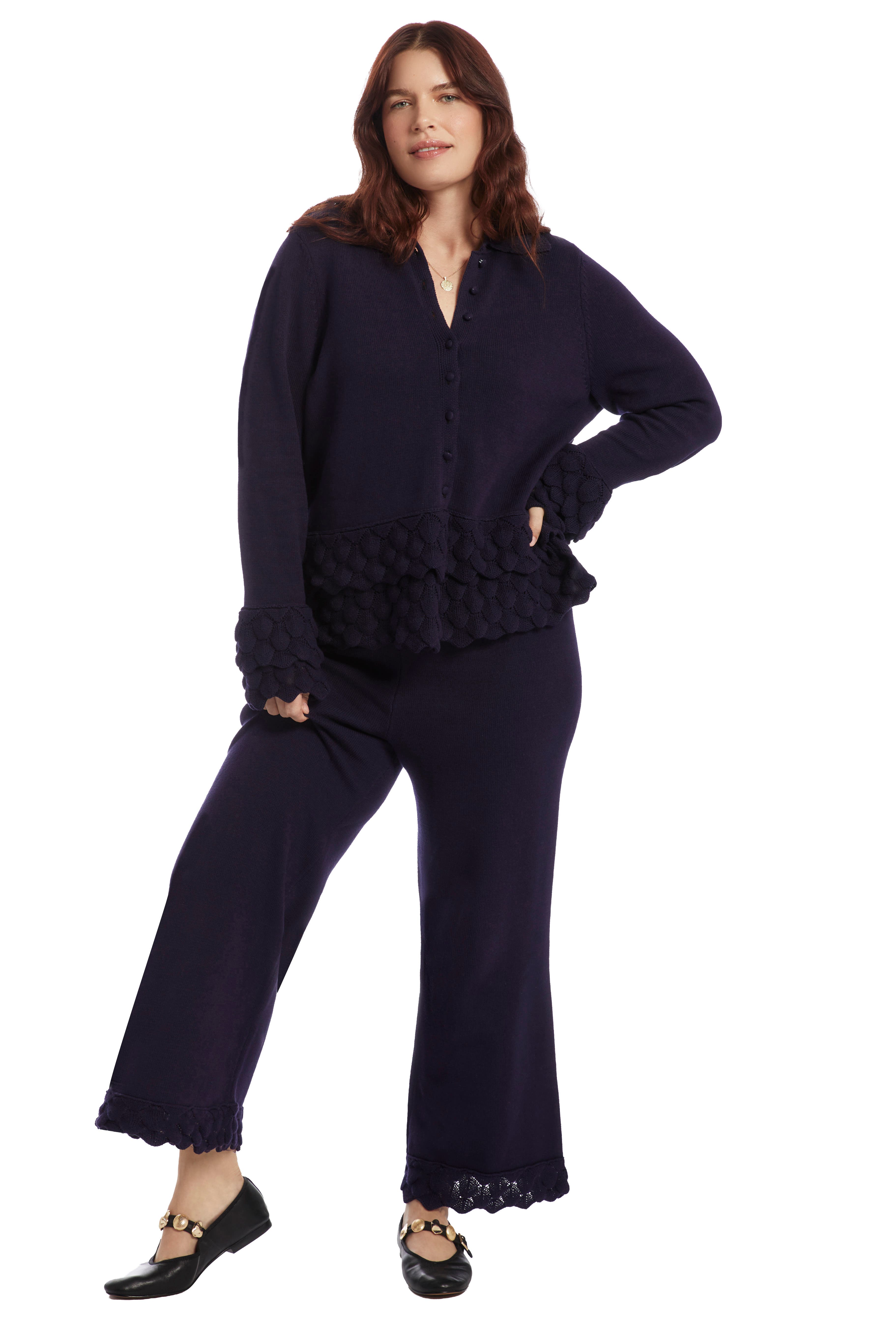Ruffled Peplum Cardigan Sweater - image 3