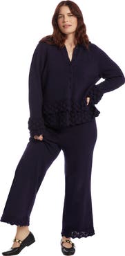 June + Vie Ruffled Peplum Cardigan Sweater