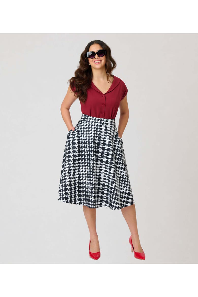 Retro Style High Waist Vivien Swing Skirt, Alternate, color, Black Plaid