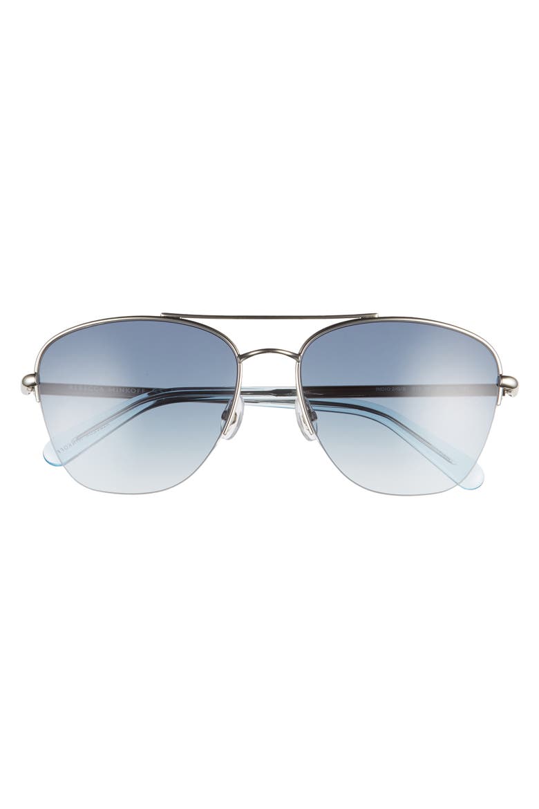 Indio2 57mm Aviator Sunglasses, Alternate, color, PALLADIUM/ DARK BLUE GRAD