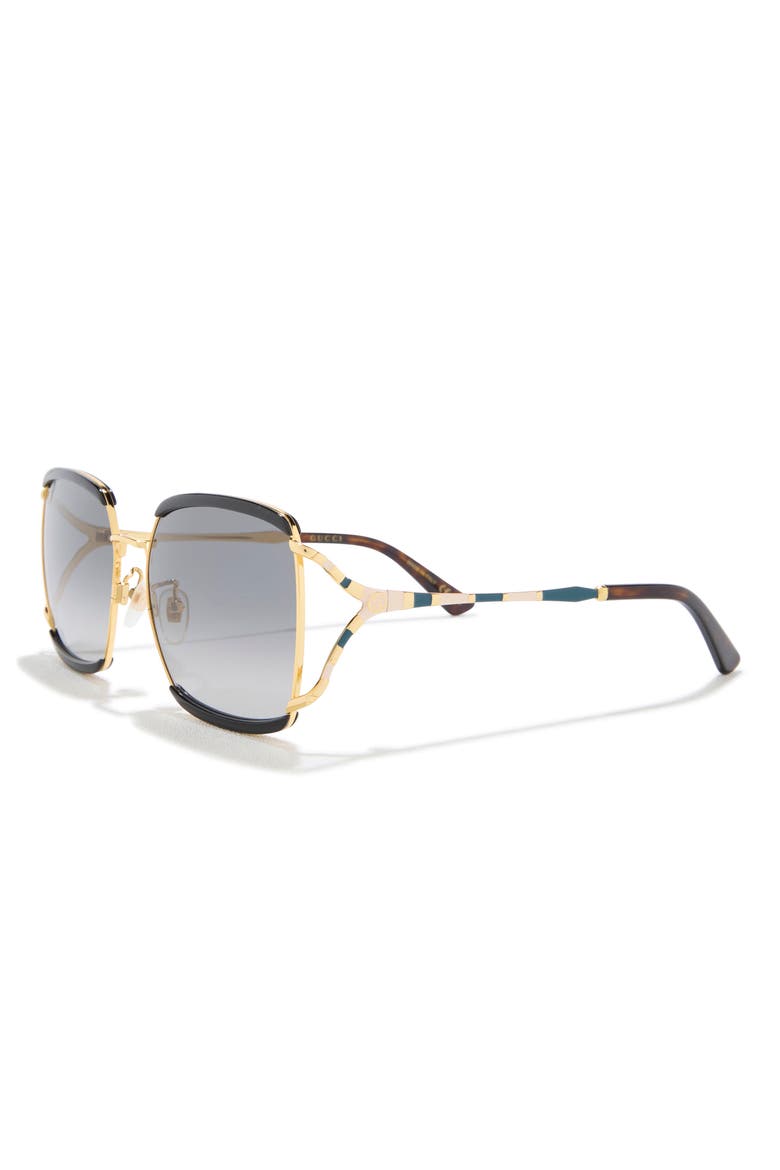 59mm Gradient Rectangular Sunglasses, Alternate, color, BLACK GOLD GREY