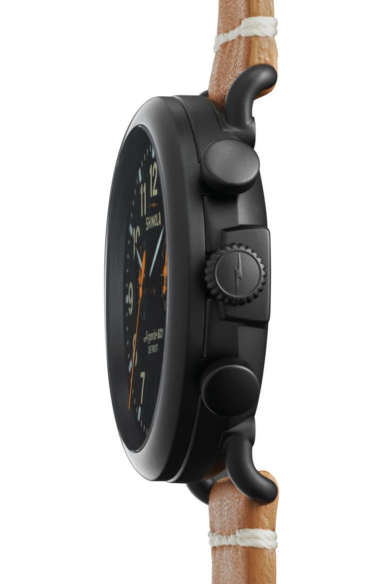 'The Runwell Chrono' Leather Strap Watch, 41mm, Alternate, color, NATURAL/ BLACK