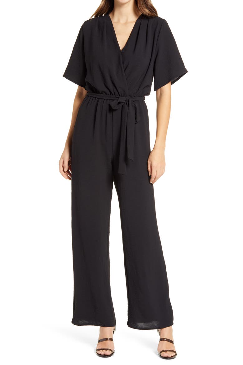 Bell Sleeve Jumpsuit, Main, color, BLACK