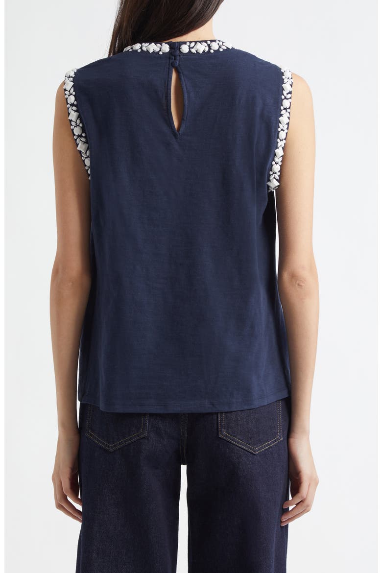 Blaine Opaque Stone Sleeveless Top, Alternate, color, NAVY/ WHITE