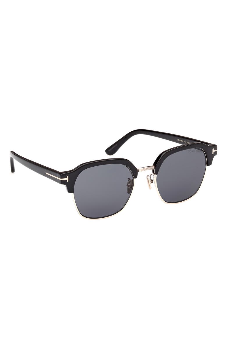 TOM FORD 54mm Browline Sunglasses, Alternate, color, Shiny Black / Smoke