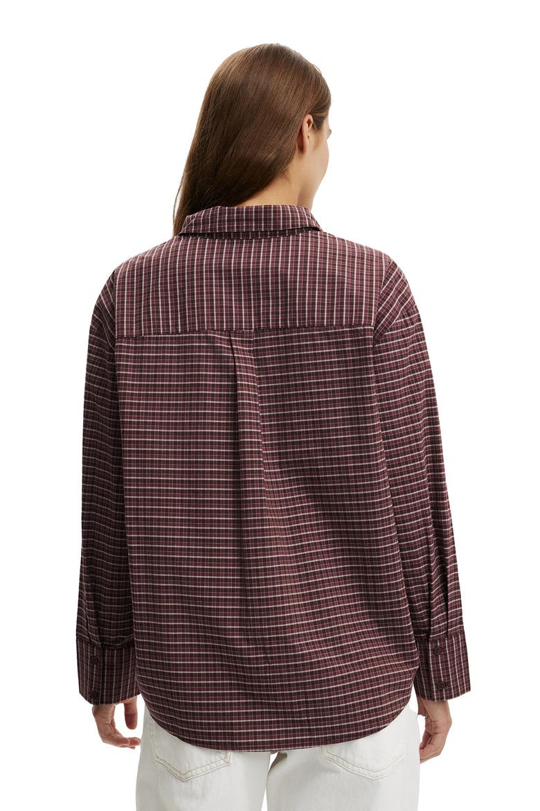 Women's Sloane Oversized Shirt, Alternate, color, Micro Check Cocoa Deep