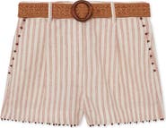 Reiss Chloe Beaded Belted Linen Blend Cover-Up Shorts