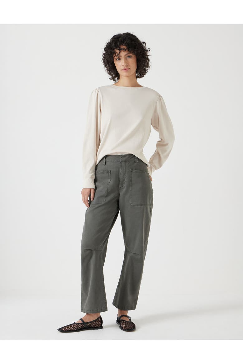 Emily Puff Sleeve Cotton Jersey Top, Alternate, color, Almond