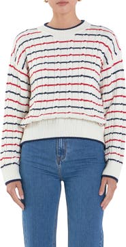 English Factory Stripe Cable Stitch Sweater