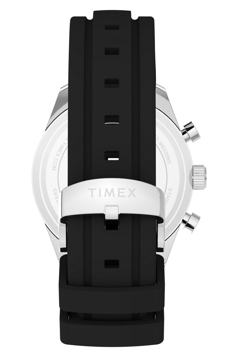 Ridgefield Chronograph Silicone Strap Watch, 42mm, Alternate, color, MIDNIGHT/ SILVER-TONE