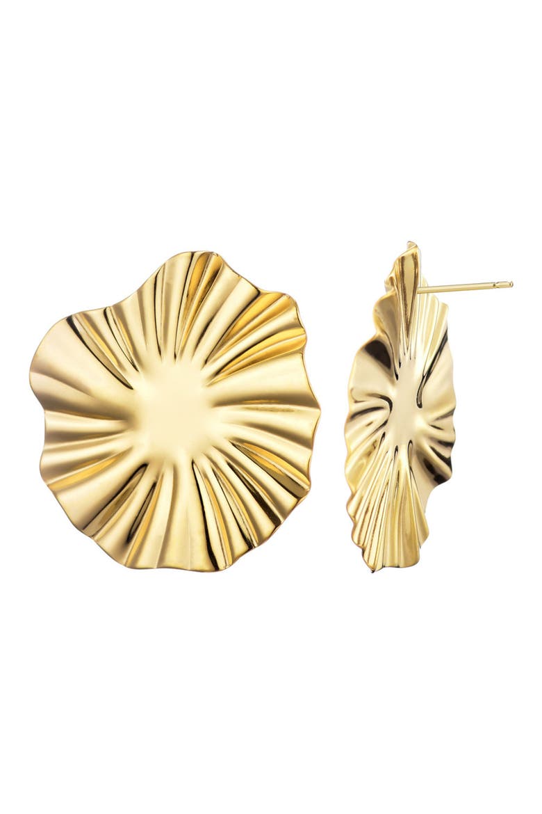 Sunray Round Earrings, Alternate, color, GOLD