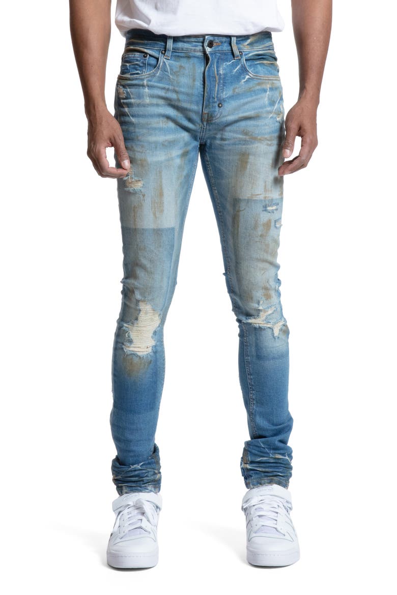 Fenella Distressed Skinny Fit Jeans, Main, color, BLUE