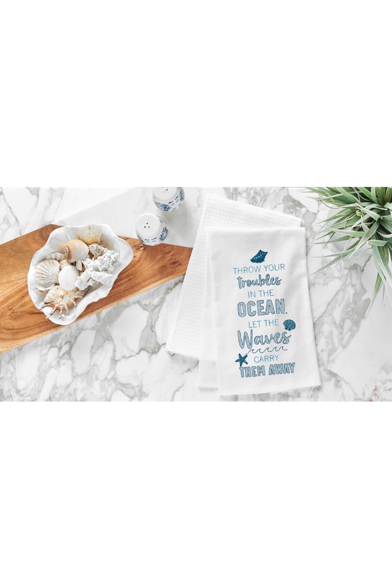 Let The Waves 100% Cotton Flour Sack Dishtowel, Alternate, color, Blue