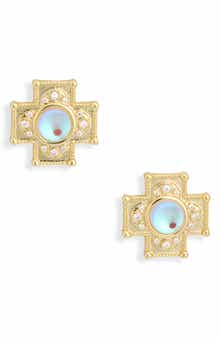 Moonstone Chamber Stud Earrings