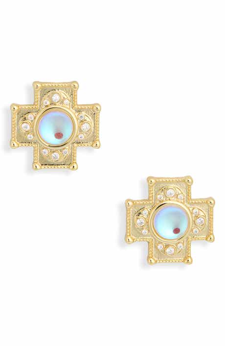 Electric Picks Moonstone Chamber Stud Earrings