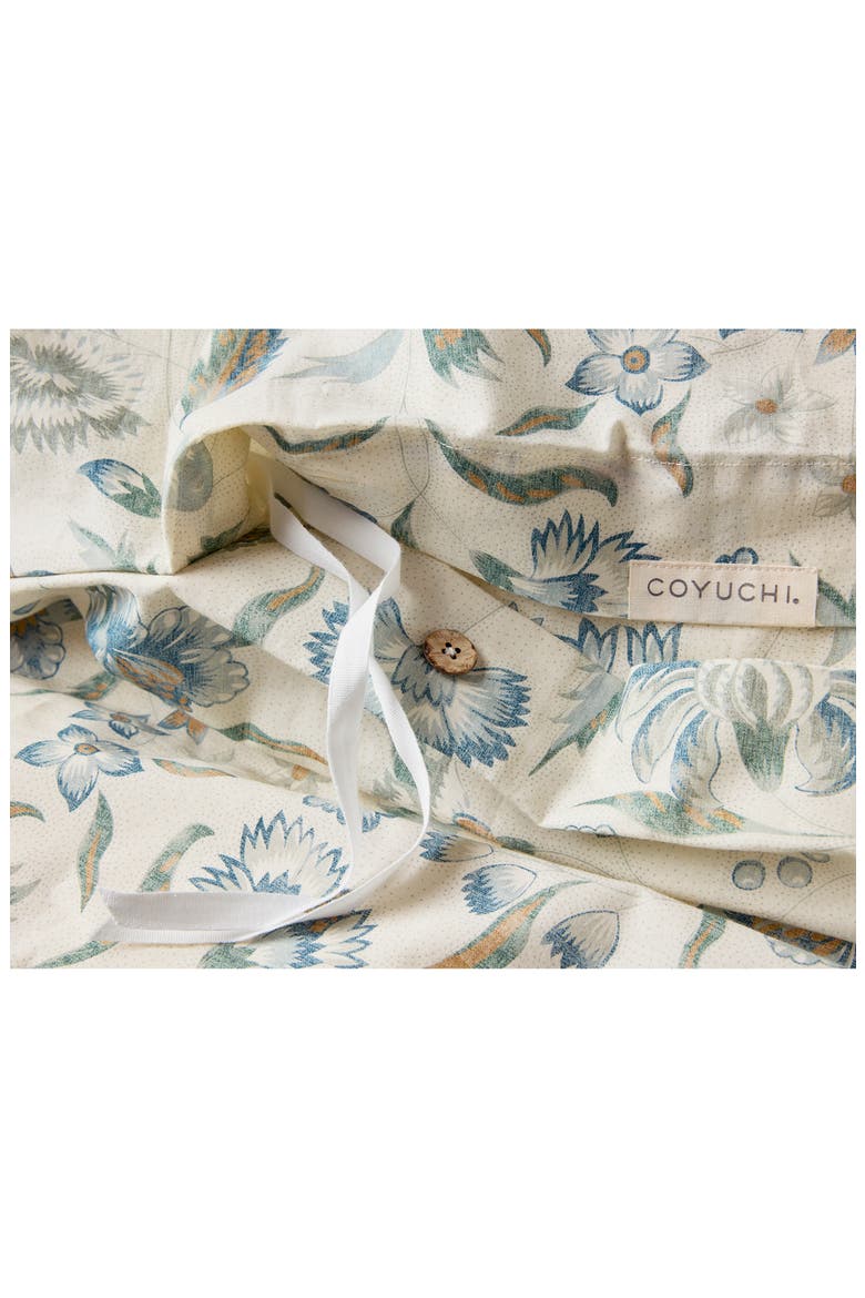 Viola Print Organic Cotton Duvet Cover, Alternate, color, UNDYED/ CERULEAN