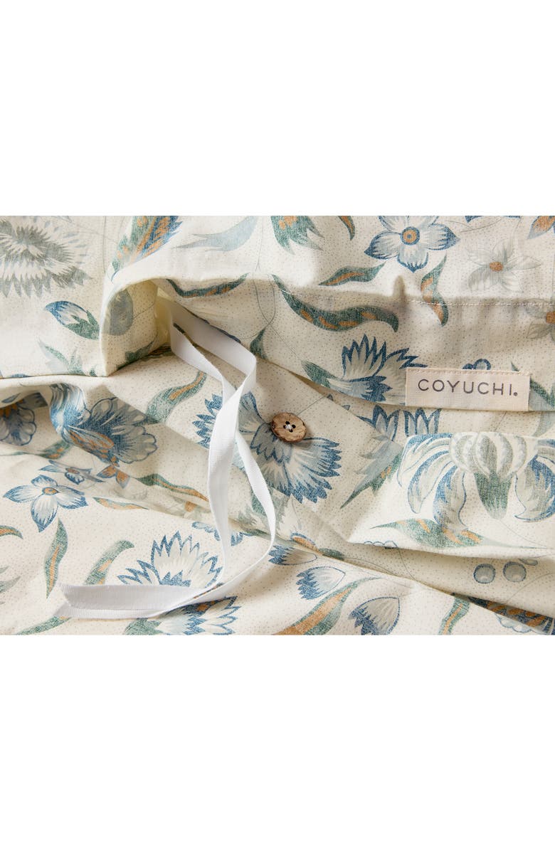 Coyuchi Viola Print Organic Cotton Duvet Cover, Alternate, color, Undyed/ Cerulean