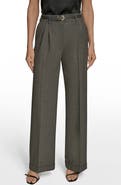 Donna Karan New York Belted Plaid Wide Leg Pants