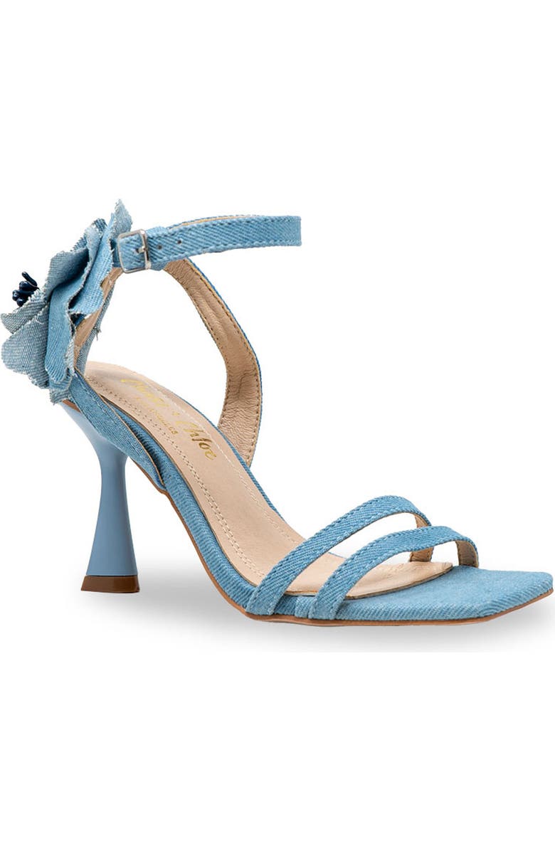 CHASE AND CHLOE Iridessa Fray Rosette Sandal, Main, color, Denim Canvas