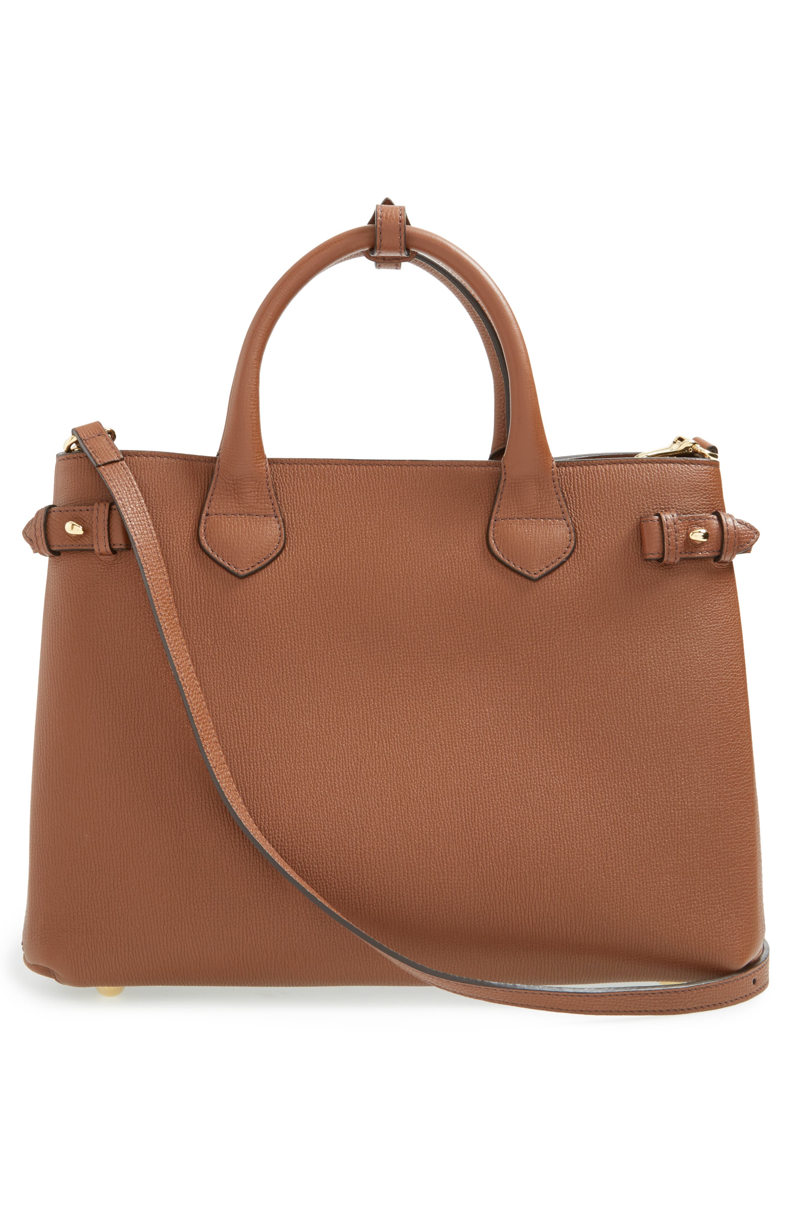 Burberry Medium Banner House Check Leather Tote, Alternate, color, 