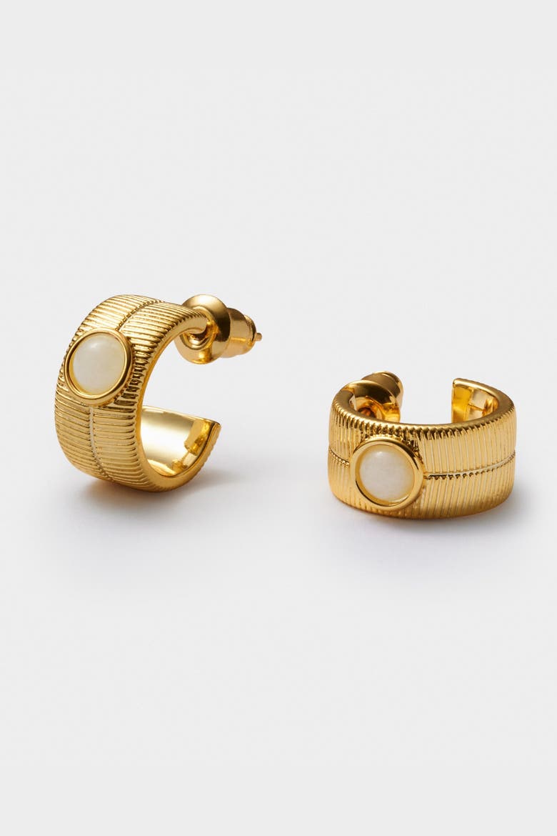 'April' Waterproof Gold Birthstone Hoop Earrings, Alternate, color, April