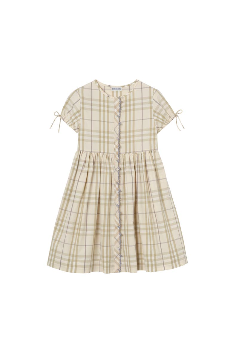 Burberry Check Cotton Dress, Main, color, Sesame Beige