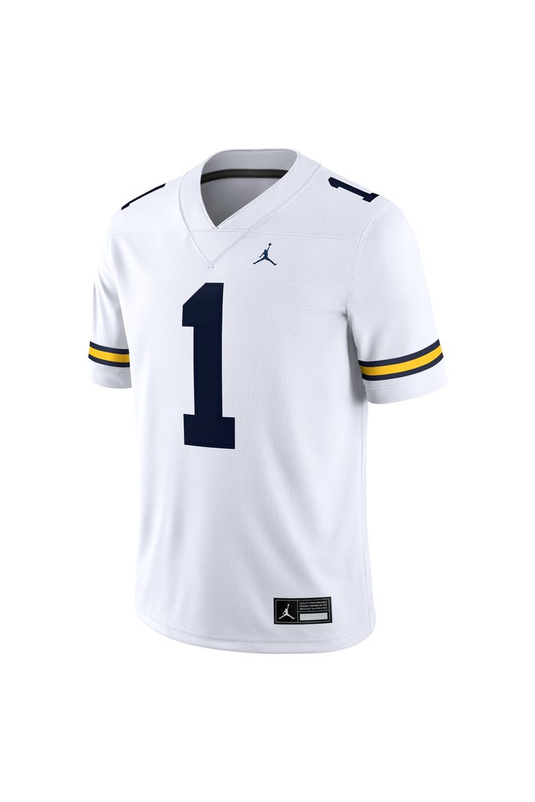 Men's Jordan Brand #1 White Michigan Wolverines Game Jersey, Alternate, color, White