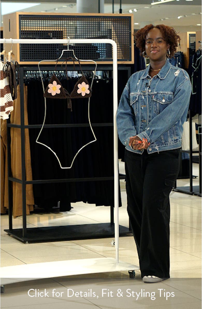 Flower Open Stitch Triangle Bikini Top, sales video thumbnail