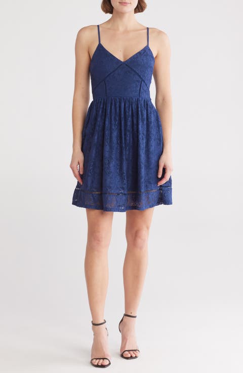 Stretch Knit Lace Mini Dress
