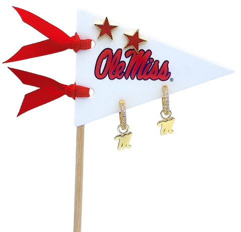University Of Mississippi Pennant Pair Earring Set