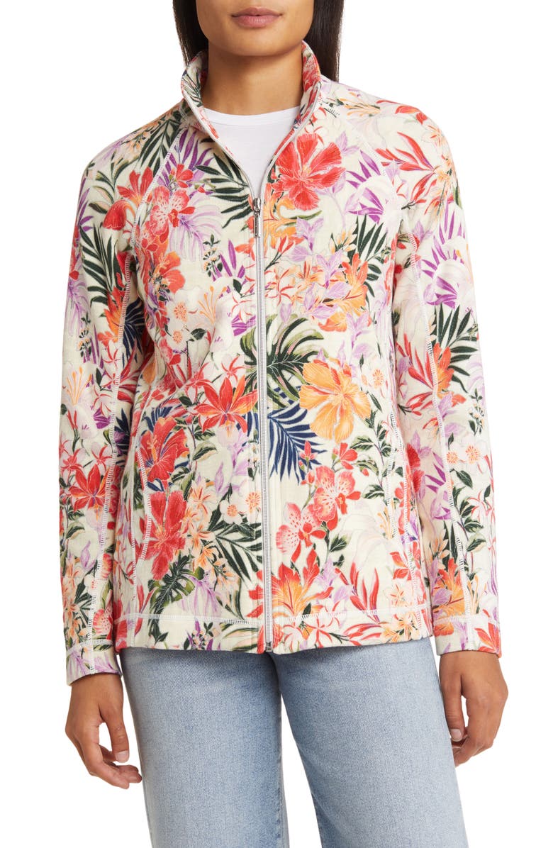 Tommy Bahama Aruba Hidden Bliss Floral Zip Front Jacket, Alternate, color, 
