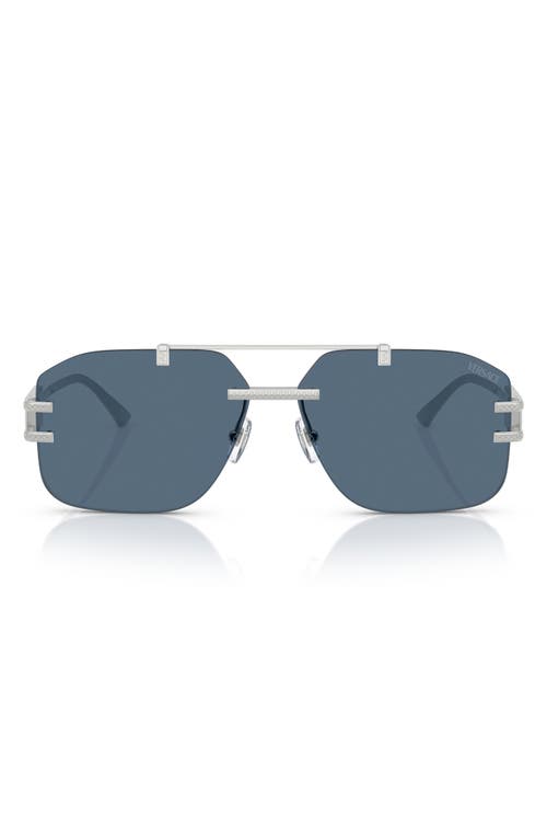 Versace 60mm Rectangular Sunglasses In Silver