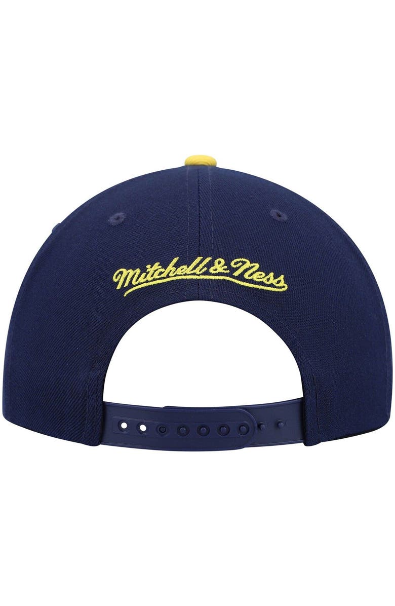 Mitchell & Ness Men's Mitchell & Ness Navy/Gold Indiana Pacers Hardwood Classics Team Two-Tone 2.0 Snapback Hat, Alternate, color,