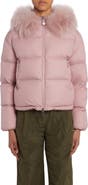 Moncler Mino Quilted Down Jacket with Removable Genuine Shearling Trim