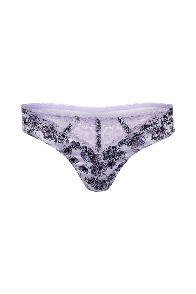 Rochelle Thong Panties, Main, color, Floral purple