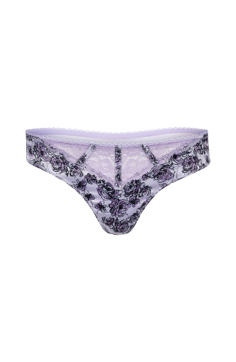 Adore Me Rochelle Thong Panties, Main, color, Floral Purple